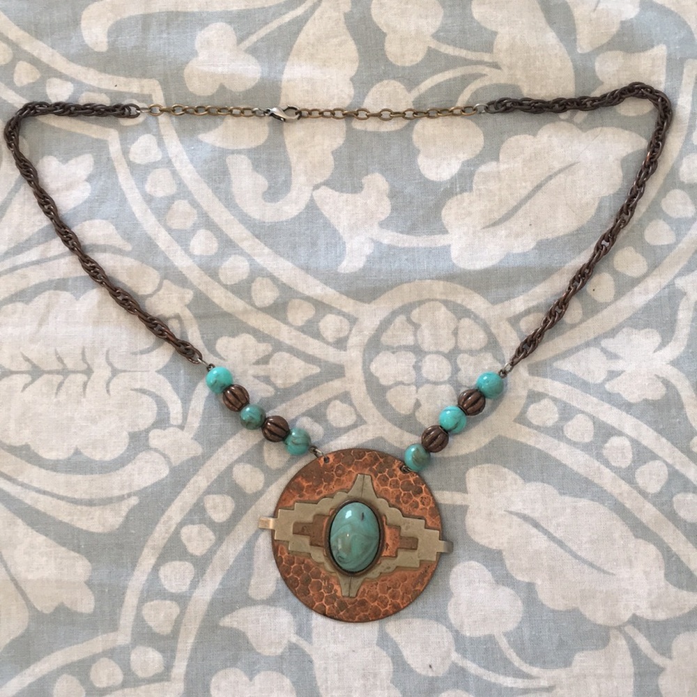Vintage Turquoise and Copper Necklace